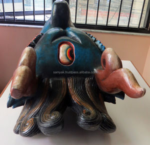 ทำด้วยมือคุณภาพสูงหน้ากากไม้มังกรแขวนผนังที่ยอดเยี่ยมรูปแบบศิลปะทางศาสนารูปแบบต้นไม้ชนิดหนึ่งตกแต่งชิ้นเนปาล-ยอดเยี่ยม - Product Image 1