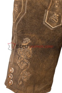 Nouveau design vintage 2026 – Élégantes Lederhosen bavaroises en daim pour hommes, pantalon en cuir véritable avec ceinture en cuir - Product Image 4