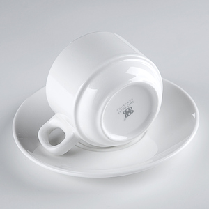 Ensemble de tasses et soucoupes à café empilables en porcelaine blanche, utilisées dans les cafés et restaurants, tasse à bubble tea réutilisable, tasses à café - Product Image 3