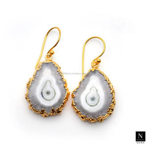 Wholesale Durzy Solar Durzy Dangle Drop Hooks <b>Earrings</b> Natural Gemstone Gold Electroplated Organic Silver <b>Diamond</b> <b>Pearl</b> Weddings - Product Image 3