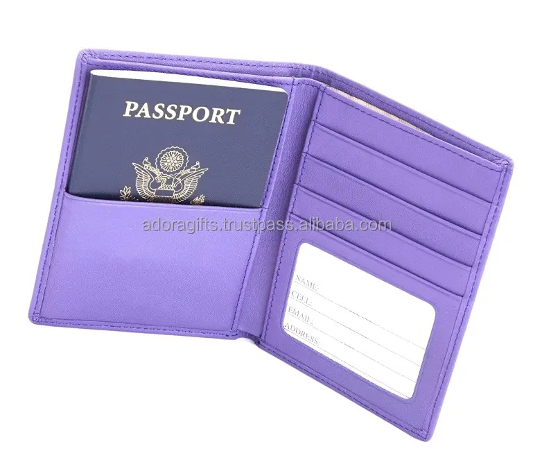 Porta-passaporte de couro, carteira para viagem e porta-passaporte de couro genuíno com bloqueio rfid