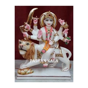 Estatua de mármol Durga Mata, Makrana blanca - Product Image 1