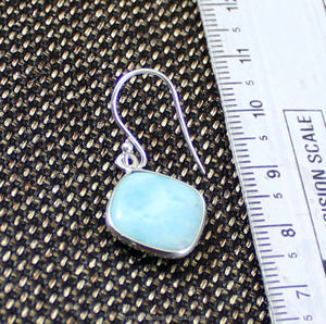 Larimar ต่างหูเงินห้อยสำหรับผู้หญิง,ต่างหูหยดน้ำเงินแท้925ต่างหูพลอย Larimar ธรรมชาติ - Product Image 2