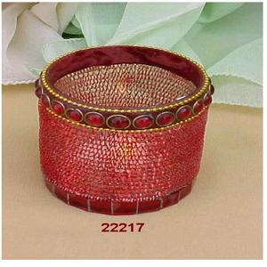 Bougeoir votif en verre rouge et laiton Petit bougeoir rond votif en forme de verre - Product Image 1