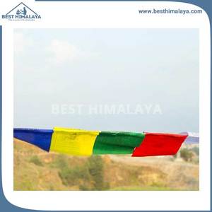 ธงฮิมาลายาผ้าฝ้ายสีสันสดใสแบบทิเบตสำหรับฝึกสมาธิโยคะพร้อมธง10ธงต่อเชือกเพื่อการศึกษา - Product Image 6