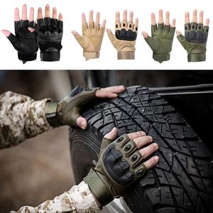 Guantes tácticos de cuero para nudillos, de alta calidad, para exteriores, de medio dedo, tácticos, con pantalla táctil, transpirables - Product Image 2