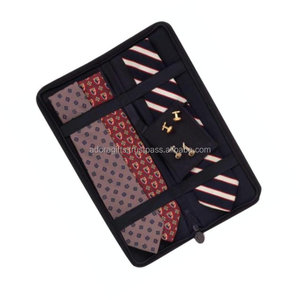 Étui à cravate en cuir portable avec pinces à cravate stockage petite pochette porte-cravate organisateur étui à cravate - Product Image 1