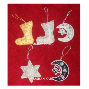 Newest Zari Embroidery Christmas Hanging Ornament for Christmas Tree - Product Image 1