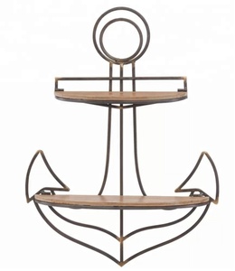 Farmhouse Iron Anchor Wall <b>Shelf</b> Foldable Convertible Storage Rack Living Room Kitchen Bathroom Gym Hotel Apartment Metal OEM - Product Image 1