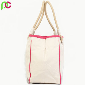 Sac fourre-tout en toile de coton bleu marine avec poignées en corde Sacs à bandoulière réutilisables pour le shopping ou la plage avec deux sangles - Product Image 3