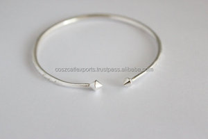 Personalized Silver Cuff <b>Indian</b> Jewelry Customizable <b>Bangle</b> with Cord Findings - Product Image 2