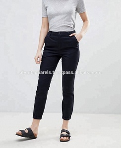 OEM personalizado al por mayor de alta calidad pantalones de moda a rayas transpirable algodón sarga pantalones para niñas y mujeres - Product Image 4