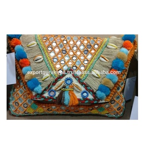 Bolsos de mensajero de hombro hechos a mano de diseñador de mujer india, bolsos de mano con cuentas, bolsos de fiesta de compras bohemios de noche de estilo bohemio, venta al por mayor - Product Image 3