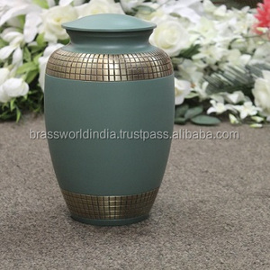 Green Unique Aluminum American Style Cremation Urn by Brassworld India Funeral Supplies - Product Image 4