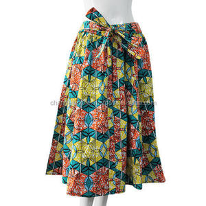 แอฟริกันเคนเต้ผ้าฝ้ายพิมพ์ลายขี้ผึ้งเข็มขัดกระโปรงแม็กซี่วินเทจผู้หญิงแอฟริกันฮิปปี้เอวสูงเล่นสเก็ตชุดกระโปรงสั้นจีบบาน - Product Image 6