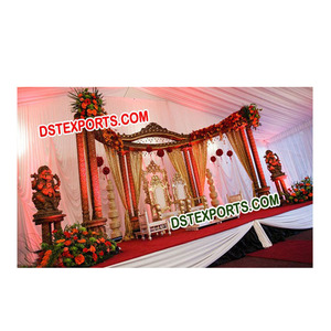 เอเชียแต่งงานไม้ครึ่งดวงจันทร์เวทีชุดสง่างามแต่งงานแกะสลักเจ้าสาวเจ้าบ่าวเวที - Product Image 1