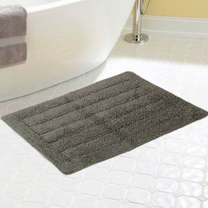 Tapis de bain gris à rayures en coton lavable en machine Tapis de sol de cuisine - Product Image 1