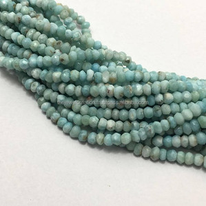 4mm 5mm Larimar naturel à facettes Rondelle perles de pierres précieuses brin pour sertissage de bijoux à prix d'usine de gros revendeur en ligne - Product Image 1