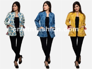 Chaqueta Kantha Acolchada Reversible - Chaqueta de Moda Bohemia con Bordado Kantha - Chaqueta de Invierno - Estampado Floral - Product Image 3