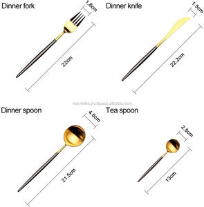 Ensemble de couverts en métal au design tendance avec poignée noire en acier inoxydable vaisselle de table pour la maison et le mariage ensemble de couverts en or - Product Image 6