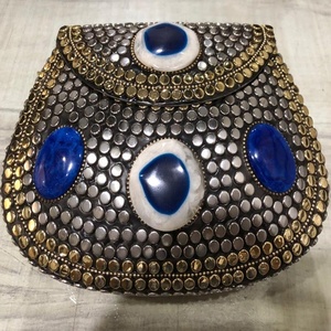 Sac à main indien en mosaïque colorée avec motif de mosaïque, sacs en métal, pierre bleue, sac de soirée pour dames - Product Image 6