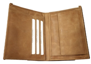 Unisex Slim Genuine Brown Leather <b>Wallet</b> Bohemian Style Embroidery <b>RFID</b> <b>Blocking</b> Short Candy Open Design Cowhide Polyester - Product Image 2