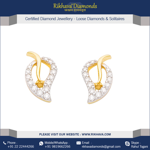 Pendientes de diamantes de calidad superior al por mayor, par de joyas de oro puro - Product Image 2