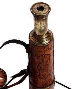 Télescope en laiton et cuir, dans une boîte en bois d'ancre en laiton, grand cadeau de nouveauté inhabituel avec verre d'espionnage et étui en cuir cadeau d'article - Product Image 5