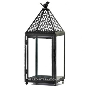 Handmade Black Metal Candle <b>Lantern</b> Luxurious Steel and <b>Glass</b> Home Decor Black Color Fancy Decorative <b>Lantern</b> - Product Image 1