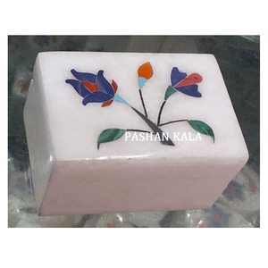 Caja de incrustación de mármol blanco, exclusiva, alta calidad - Product Image 1