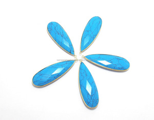 Hallazgos de múltiples piedras preciosas turquesas, fabricación de joyas chapadas en oro, forma de pera facetada, conector hecho a mano mm, abalorio - Product Image 3