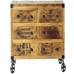 ตู้ข้างเตียงไม้มะม่วงแท้ สไตล์อินดัสเทรียลธรรมชาติ พร้อมลิ้นชัก สำหรับใช้ในบ้าน บาร์ ห้องนั่งเล่น ห้องรับประทานอาหาร ห้องครัว ห้องนอน และโรงแรม - Product Image 1