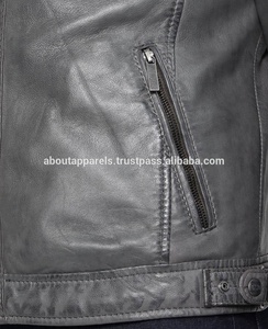 Veste en cuir de moto en peau de mouton véritable à design personnalisé manteau décontracté hiver fermeture éclair avec fourrure de vison nouveau pas cher - Product Image 5