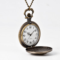Vente en gros Quartz Bronze Bell Vintage Collier Chaîne Pendentif Fob Montres de poche