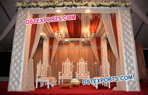 Scène de mariage En Cuir Tufté Dos-Murs Meilleur D'étape De Réception En Cuir Panneaux Décor De Mariage Cuirs Panneaux Tuftés Ensemble - Product Image 5