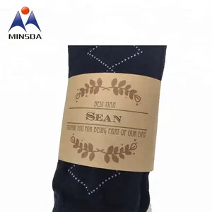Minsda Super Kwaliteit Custom Verpakking Afdrukken Kraftpapier Wrap Sok Etiketten