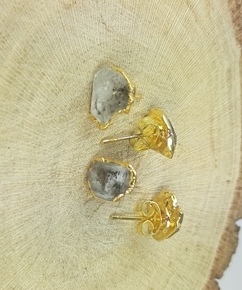 Herkimer ต่างหูเพชรเม็ดหยาบ-April birthstone โลหะผสมวัสดุของขวัญวันครบรอบแต่งงาน - Product Image 2