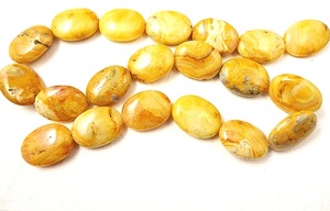 Collar de piedra de cuentas ovaladas de jaspe amarillo, cuentas ovaladas de piedras, dijes de cristal para hacer joyas, collar de mujer de cristal, mayorista - Product Image 2