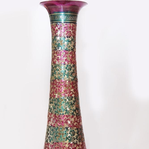 Flower <b>Vase</b> (Brass),Brass Handicraft Multi-Color Flower <b>Vase</b> with <b>Beautiful</b> Meenakari - Product Image 1