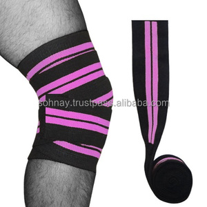 Rodillera de gimnasio de algodón y poliéster ajustable al por mayor para levantamiento de pesas con logotipo y color personalizados - Product Image 1