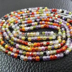 Cuentas de Piedra Preciosa de Zirconia Multicolor Natural de 3mm, Facetadas en Forma de Rondelle, Sueltas, en Hilos, Coszcalt Exports KM0201S - Product Image 1