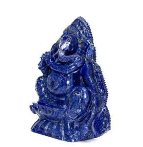 Pierre précieuse naturelle faite à la main religieuse gravée Lapis Lazuli Ganesha grande sculpture Statue Sculpture Figurine décor à la maison - Product Image 2