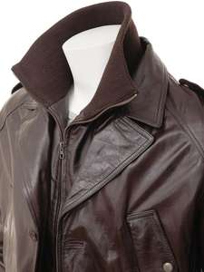 Marrón de piel de vaca de cuero genuino abrigo de cuero genuino de los hombres de moda casual abrigo - Product Image 3