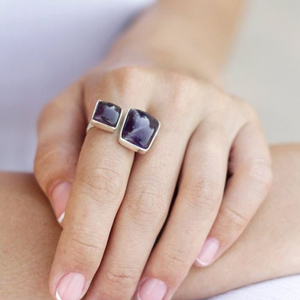 Bague en améthyste pour femme Bijoux en filigrane faits à la main en argent sterling 925 Bague élégante en argent massif violet - Product Image 2