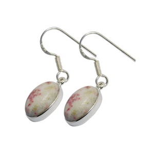 Pendientes colgantes de piedras preciosas de cinabrio blanco genuino elegante, alambre de oreja de Plata de Ley 925, bodas, fiestas, joyería de plata directa - Product Image 1