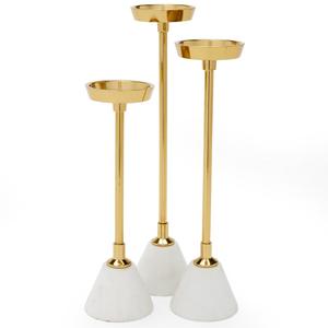 Modern Marble and <b>Brass</b> Candle Holders Set of 3 Handmade Round and Taper Shape for Dining Home Tables for Easter Decor - Product Image 1