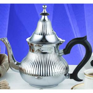 Moroccan <b>Silver</b> Teapot With Rubber Handle Decorated Stainless Steel Metal Serving Teapot for Wedding Tableware Decor - Product Image 1