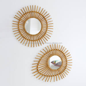 Eco-friendly <b>Rattan</b> and Bamboo Decor Wall <b>Mirrors</b> Elegant Natural Material Design - Product Image 2