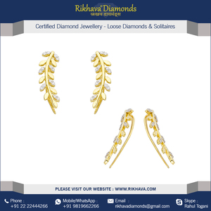 Boucles d'oreilles à clip en or jaune avec diamants ronds taille brillant pour femmes - Product Image 4