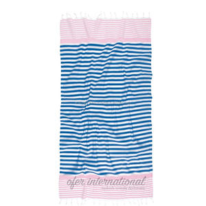 Capri Peshtemal - Turkish <b>Towels</b> From Manufacturer, Blue/Light Pink Combination Colorful <b>Stripes</b> Rainbow Collection - Product Image 2